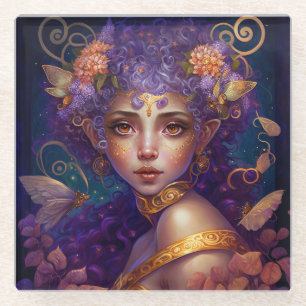 Lila Elf Fairy Fantasy Art Glasuntersetzer