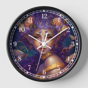 Lila Elf Fairy Fantasy Art Uhr