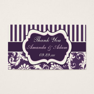 Lila, Elfenbein, rosa Damask Wedding Favor Tag