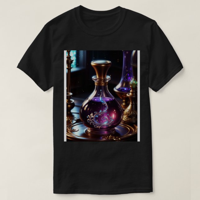 Lila Elixid in Flasche T-Shirt (Design vorne)
