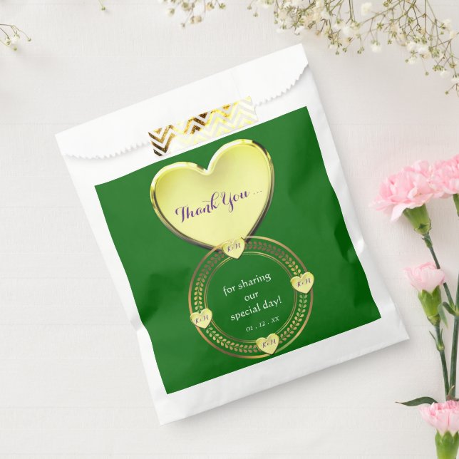 Lila Emerald Green Gold-Hochzeitsfeierlichkeiten Geschenktütchen (Versiegelt)