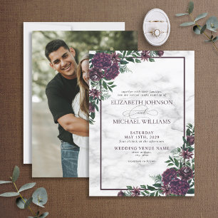 Lila Emerald Green Watercolor Marbor Foto Einladung