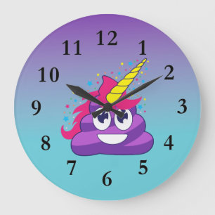 Lila Emoji kacken Unicorn Ombre Wand-Uhr Große Wanduhr