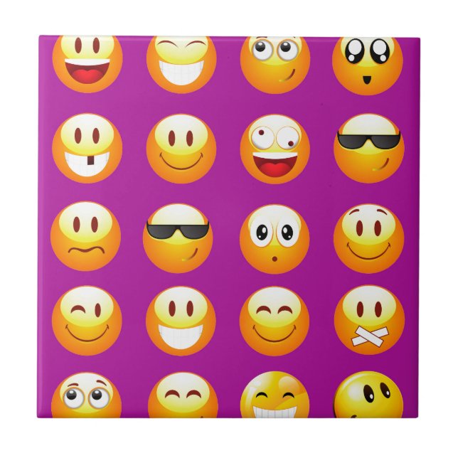 lila Emojis Fliese (Vorderseite)