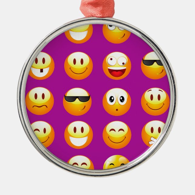 lila Emojis Ornament Aus Metall (Vorne)