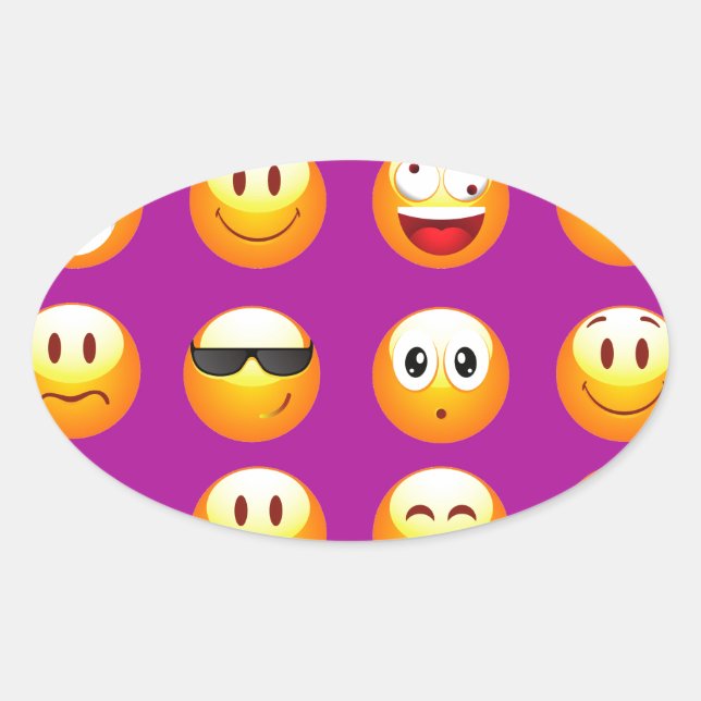 lila Emojis Ovaler Aufkleber (Vorderseite)