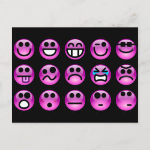 Lila Emoticons Postkarte