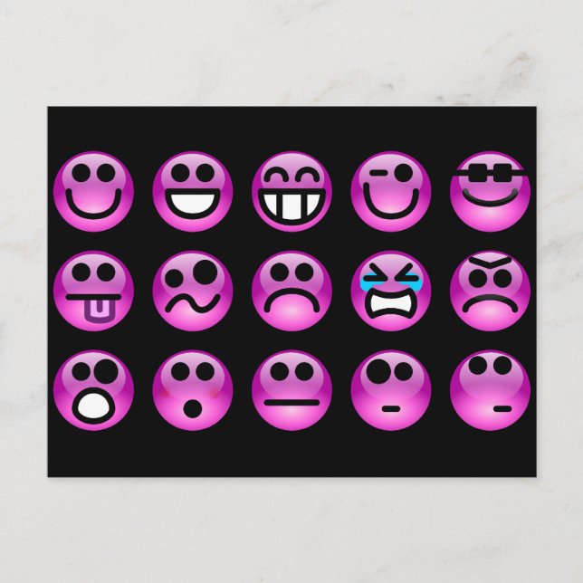 Lila Emoticons Postkarte (Vorderseite)