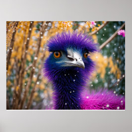 Lila Emu im Schnee Poster