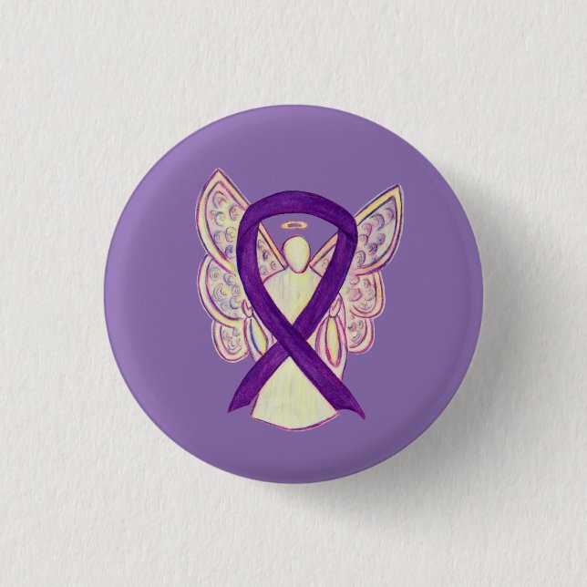 Lila Engel Awareness Ribbon Custom Art Buttone Button (Vorderseite)