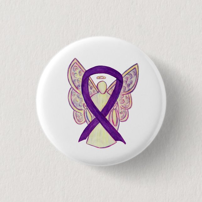 Lila Engel Awareness Ribbon Custom Art Buttone Button (Vorderseite)