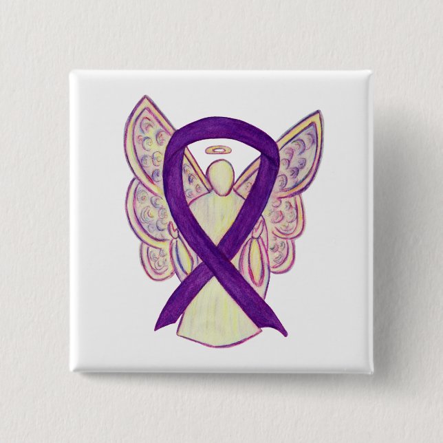 Lila Engel Awareness Ribbon Custom Art Buttone Button (Vorderseite)