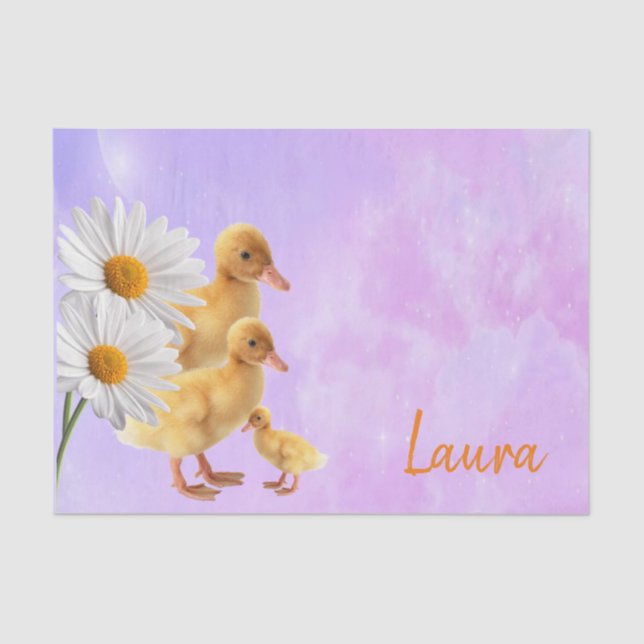 Lila Enten aus Gewebepapier Seidenpapier (Vorderseite)