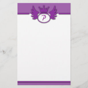Lila Entwurfs-Monogramm-Briefpapier Briefpapier
