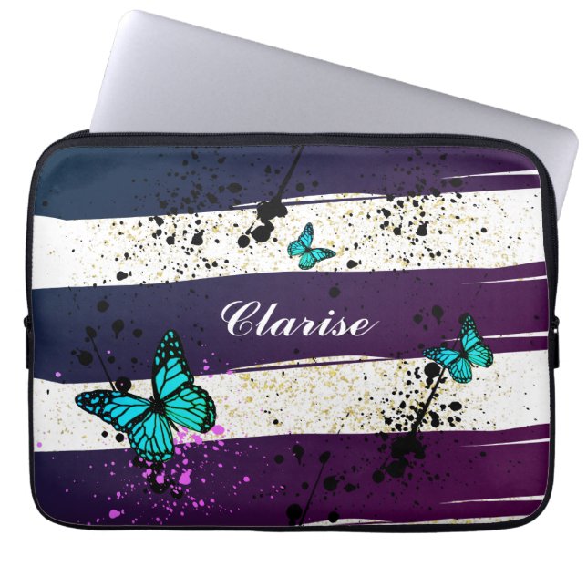 Lila Ephemera-Farbkunst Laptopschutzhülle (Vorderseite)