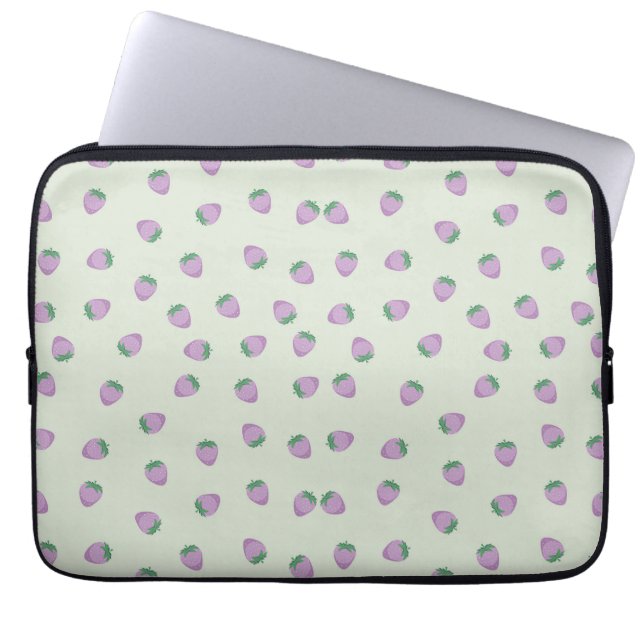 Lila Erdbeermuster Laptopschutzhülle (Vorderseite)