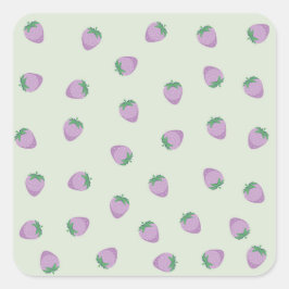 Lila Erdbeermuster Quadratischer Aufkleber