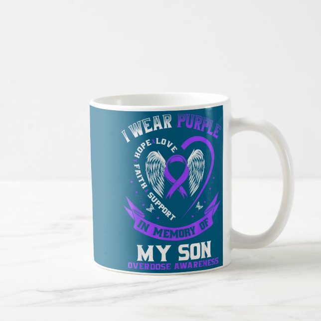 Lila Erinnerung mein Sohn Drogenüberdosis-Bewussts Kaffeetasse (Rechts)