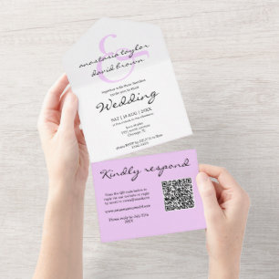 Lila Et-Zeichen QR-Code All-in-One-Einladung All In One Einladung