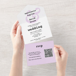Lila Et-Zeichen QR-Code All-in-One-Einladung All In One Einladung