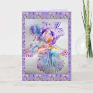 Lila Ethereal Iris Blume floral Geburtskarte Karte