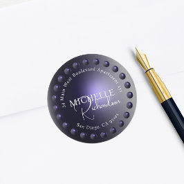 Lila Etikett für Metallic-Rücksendeadresse Runder Aufkleber