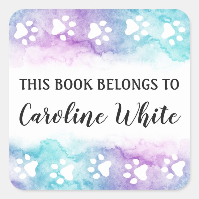 Lila Etiketten für Aquarelle Quadratischer Aufkleber (Vorderseite)