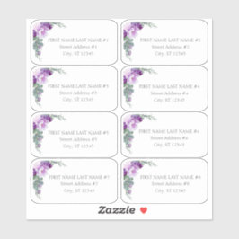 Lila Eucalyptus Wedding Guest Address Aufkleber