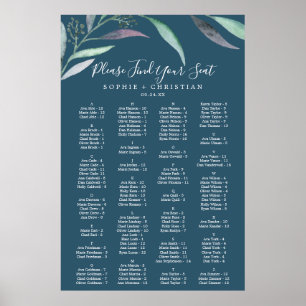 Lila Eukalyptus Blue Alphabetic Seekarte Poster