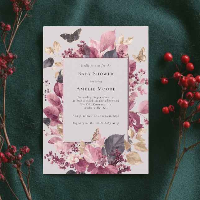 Lila Eukalyptus Butterflies Herbstdusche Einladung (Von Creator hochgeladen)