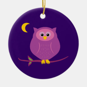 Lila Eule Keramikornament