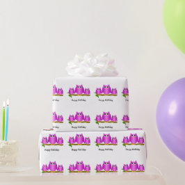 Lila Eulen Design Geburtstagsgeschenk Geschenkpapier
