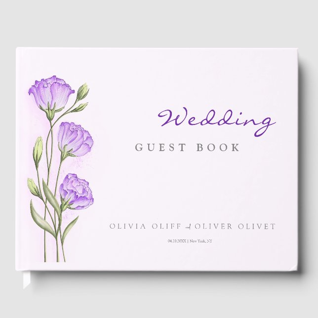 Lila Eustomas Hochzeit Gästebuch (Vorderseite)