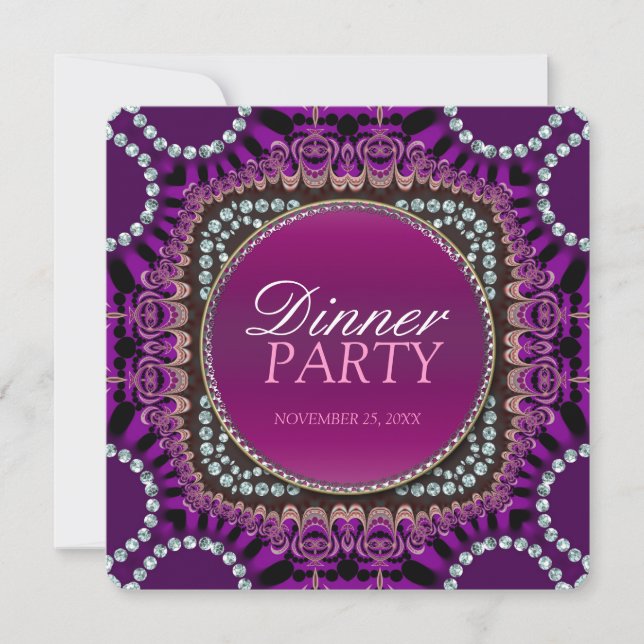Lila Exotic Eastern Dinner Party Einladung (Vorderseite)