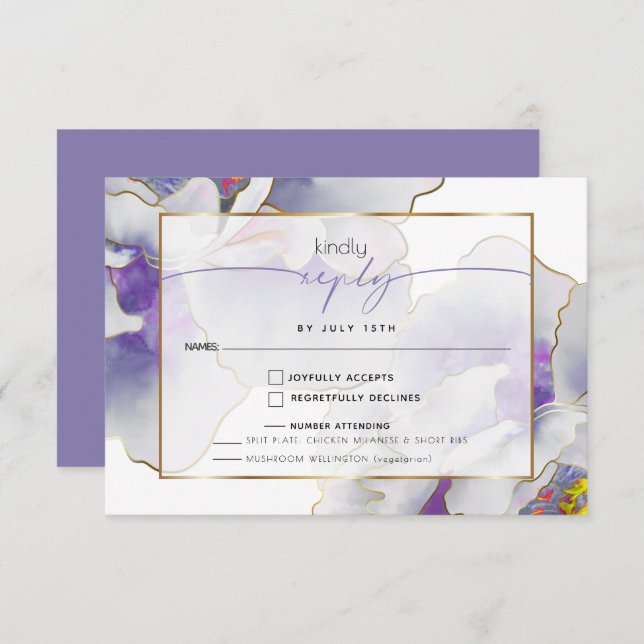 Lila Exotische Wahl RSVP Karte (Vorne/Hinten)