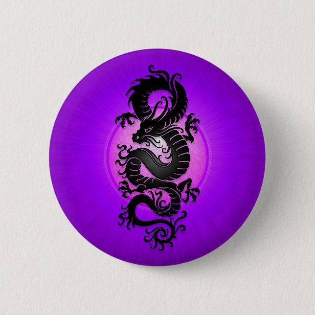 Lila Explosions-Chinese-Drache Button (Vorderseite)