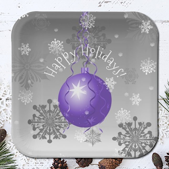 Lila Extravagante Weihnachtsschmuckplatte Pappteller (Purple Fancy Christmas Ornament Paper Plates)