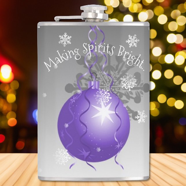 Lila Extravaganter Weihnachtsschmuck Flachmann (Purple Fancy Christmas Ornament Flask)