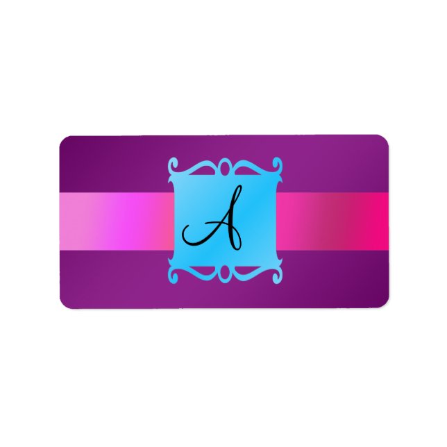 Lila extravagantes Monogramm-Emblem Adressaufkleber (Vorne)