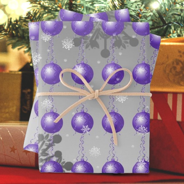Lila Extravagantes Weihnachtsschmuckpapier Geschenkpapier Set (Purple Fancy Ornament Wrapping Paper)