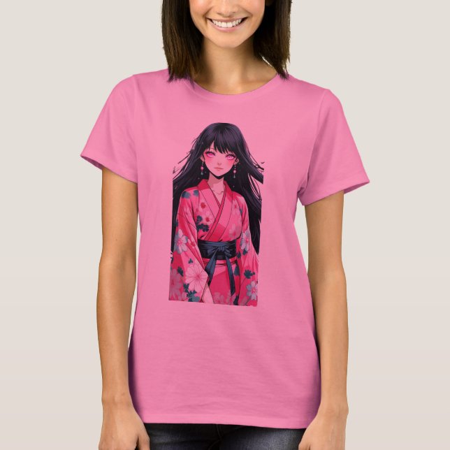 Lila Eyes Anime Warrior T-Shirt (Vorderseite)