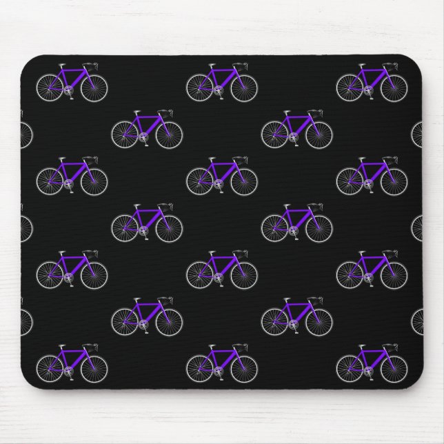 lila Fahrrad auf schwarz Mousepad (Vorne)