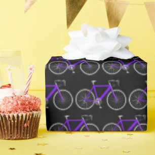 lila Fahrrad auf Schwarzpapier Geschenkpapier