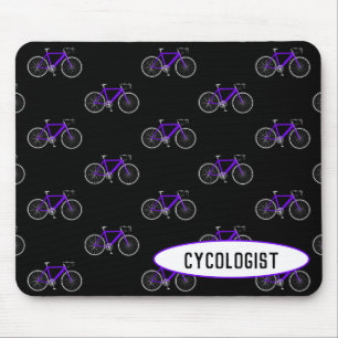 lila Fahrrad des Zykologen auf schwarz Mousepad
