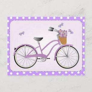 Lila Fahrrad mit Punkten Postkarte