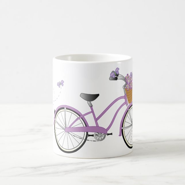 Lila Fahrrad mit Schmetterlingen Tasse (Mittel)