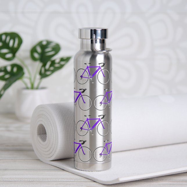Lila Fahrraddesign Trinkflasche (Yoga)