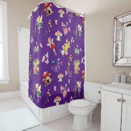 Lila Fairy Blume Schmetterling Mushroom Themed Duschvorhang