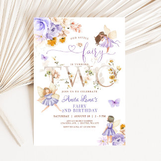 Lila Fairy Butterfly Magische Blüte 2. Geburtstag Einladung