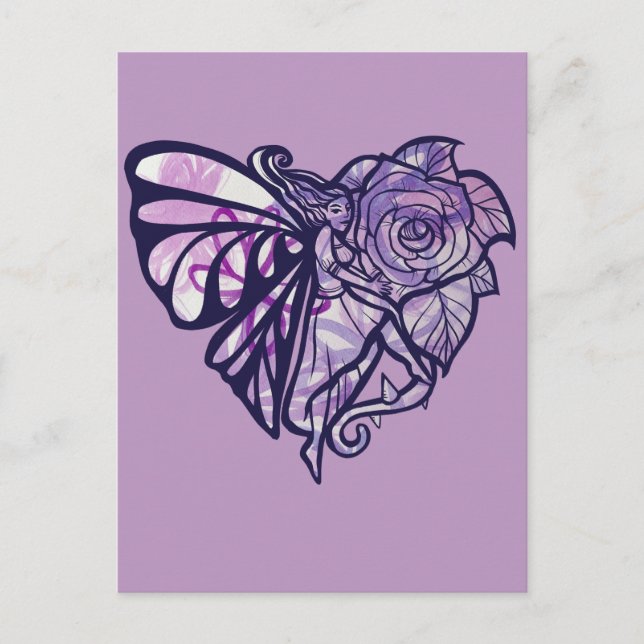 Lila Fairy Garden Rose Gartengarten Postkarte (Vorderseite)